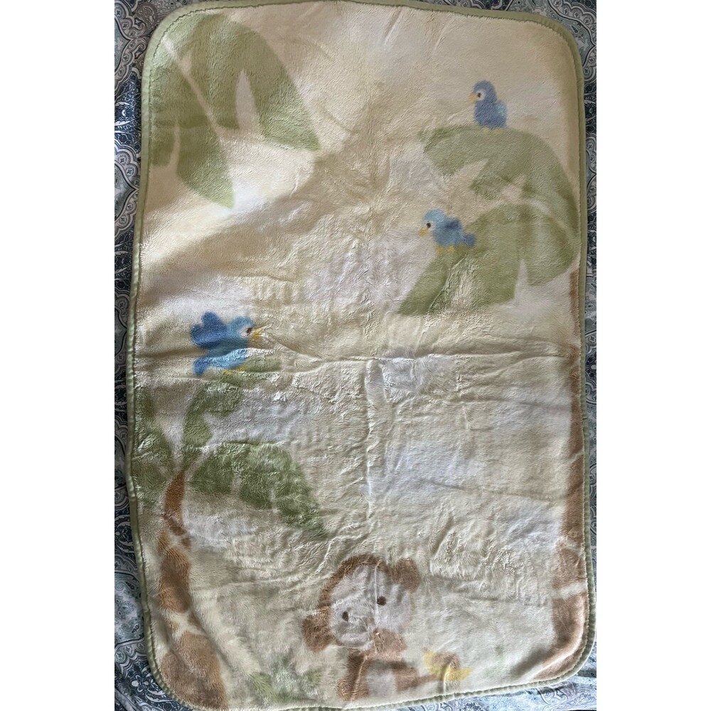 Vintage Carters Jungle Monkey Plush Baby Blanket